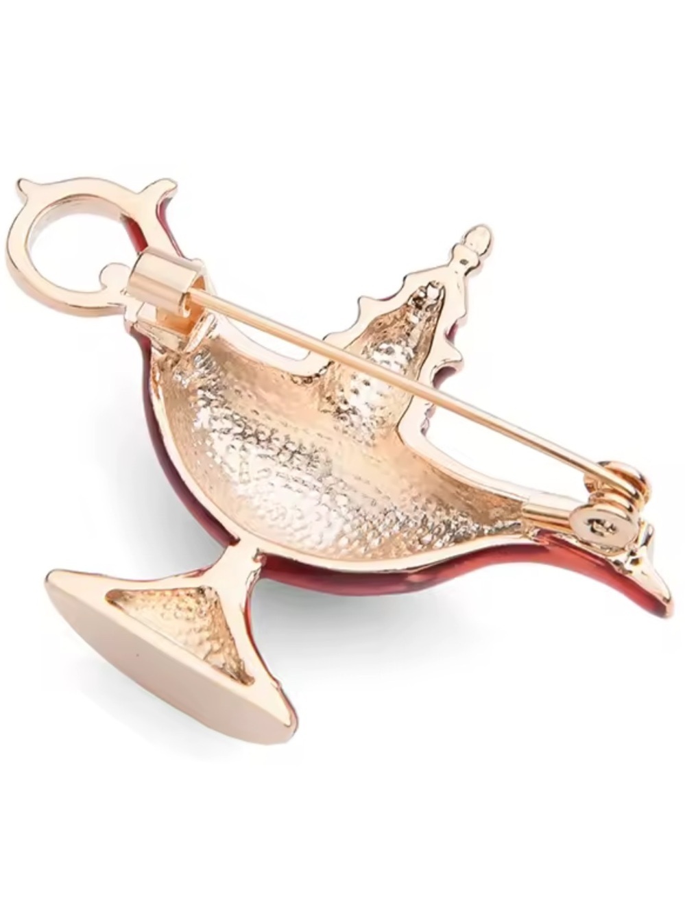 Blue Genie Lamp Gold Brooch - Picture 4 of 6